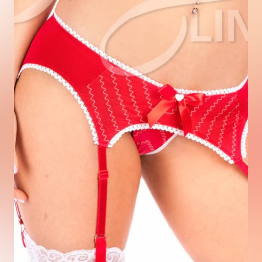 Vintage Trashy Lingerie Corazon Stretch Power Mesh Garter Belt with Bow Pinup S